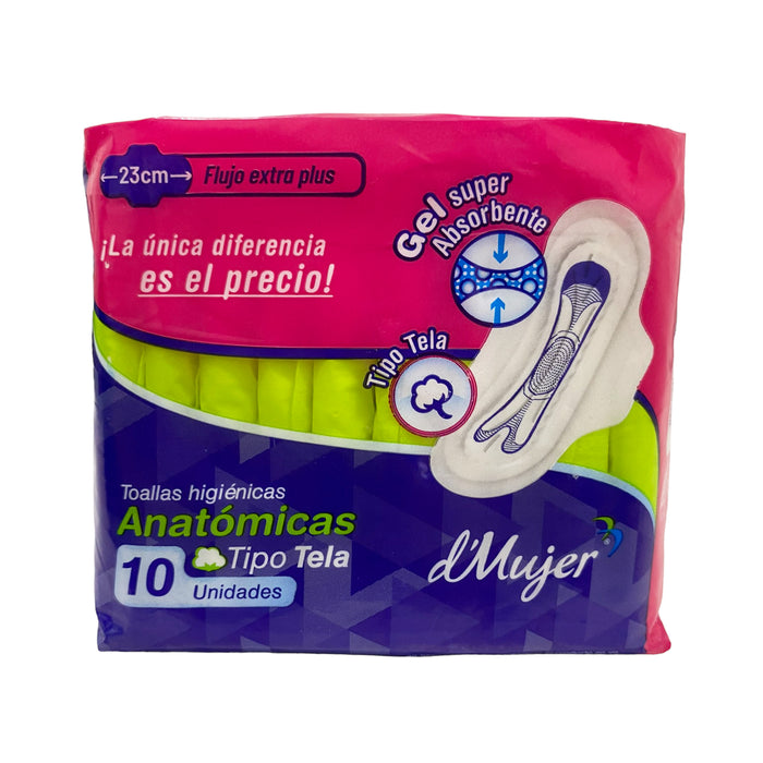 D Mujer Toallas Higienicas Anatomicas Tipo Tela X 10 Unidades