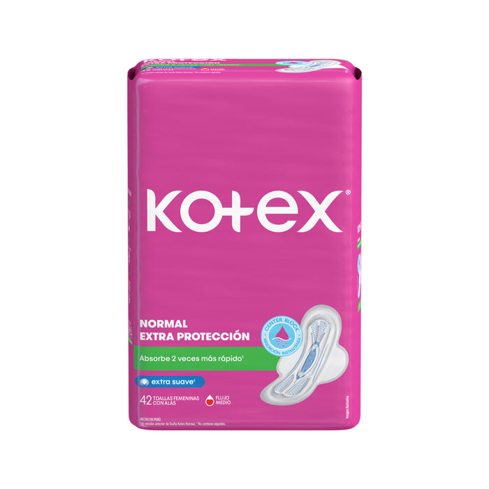 Toallas Higiénicas Kotex Normal Extra Suave Con Alas X 42 Unidades