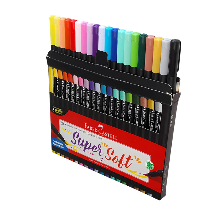 Marcador Faber Castell Supersoft Punta Pincel X 20 Unidades