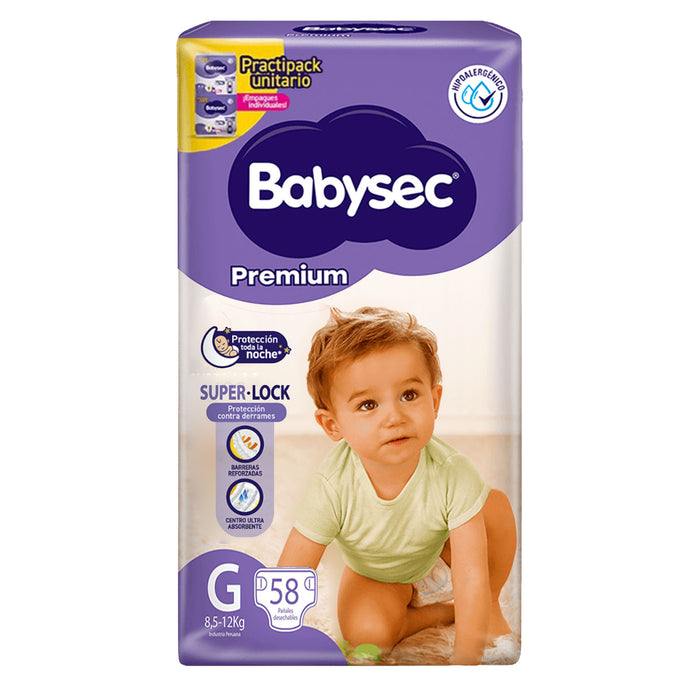 Pañal Premium Superlock Babysec Gx 58 Unidades