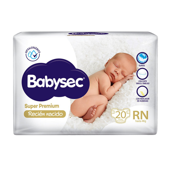 Pañal Super Premium Babysec Recién Nacido X 20 Unidades
