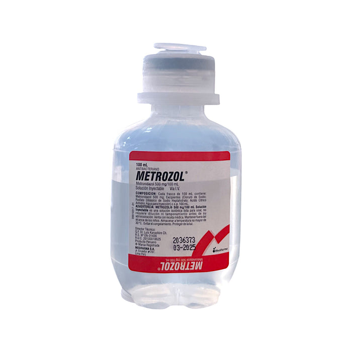 Metrozol Metronidazol 500Mg Iv Solución Inyectable X 100Ml