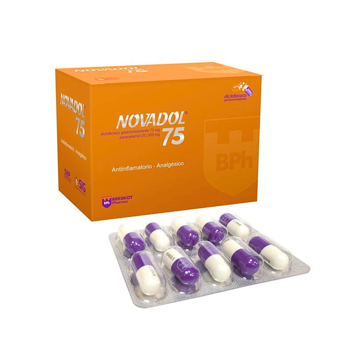 Novadol Diclofenaco / Paracetamol 75 / 500 Mg X Cápsula