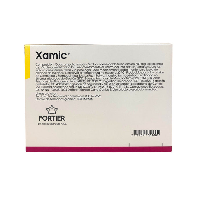 Xamic Acido Tranexamico 500Mg Intravenosa X Ampolla / 5Ml