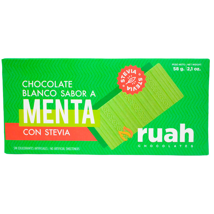 Ruah Chocolate Blanco Barra Menta Con Stevia X 58g