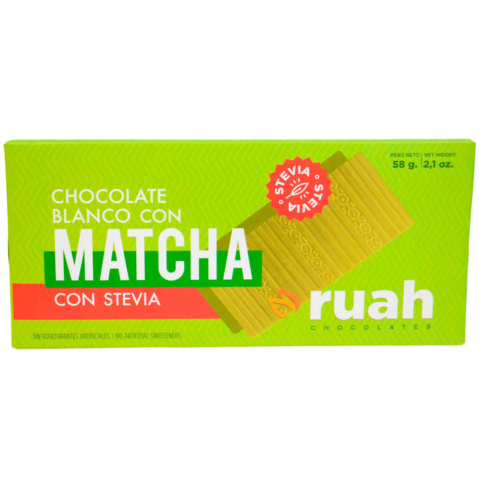 Ruah Chocolate Blanco Barra Con Matcha Y Stevia X 58g