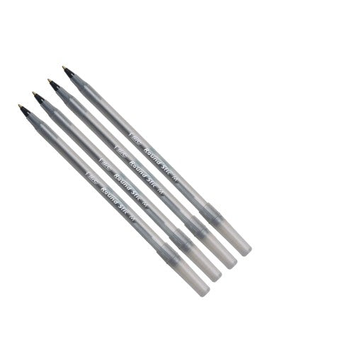 Bolígrafos Bic Round Stick Negro Pack X 4 Unidades