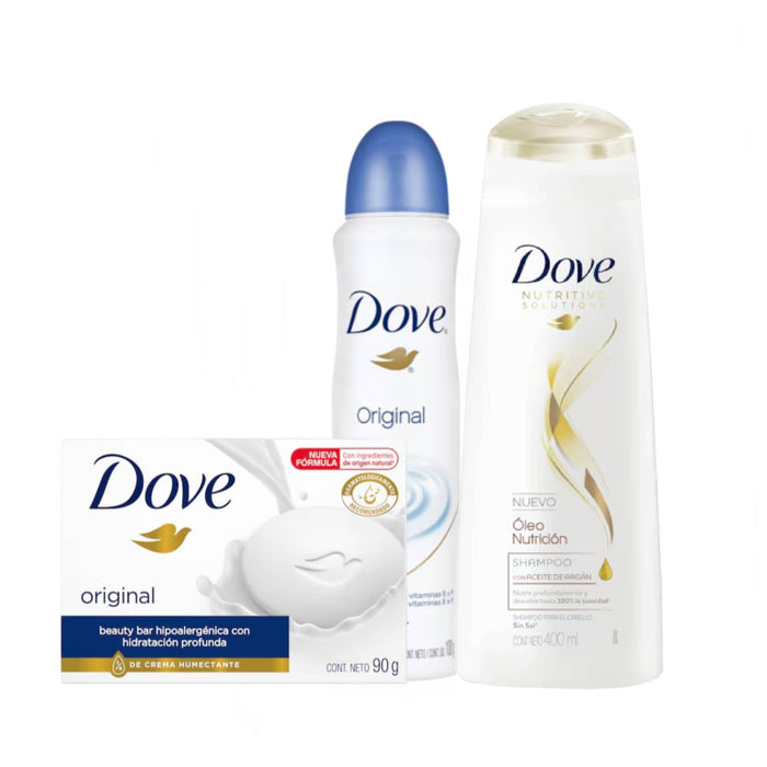 Pack Dove Shampoo Óleo Nutrición 400 Ml + Spray Original + Jabón