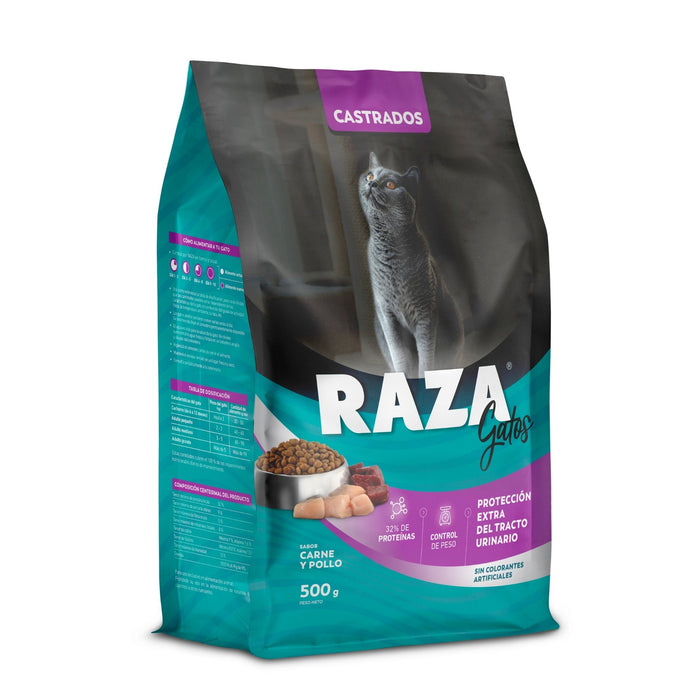 Alimento Para Gatos Castrados Raza Carne Y Pollo X 500G