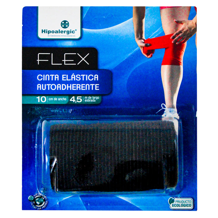 Cinta Elástica Autoadherente Flex Color Negro 10Cm X 4.5M