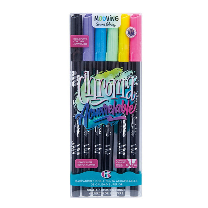 Set Marcadores Mooving Chroma Acuarelable X 10 Unidades