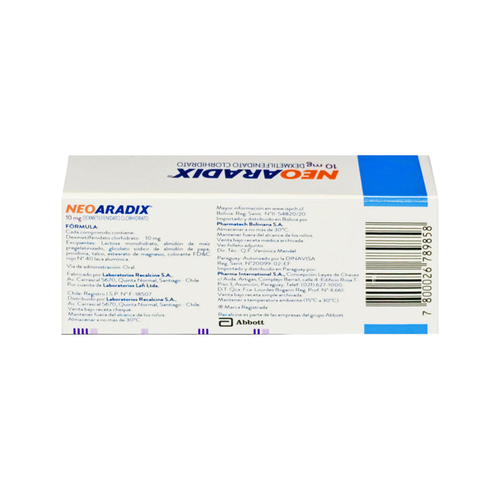 Neoaradix Dexmetilfenidato Clorhidrato 10Mg X Comprimido