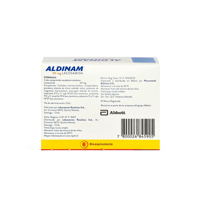 Aldinam Lacosamida 50Mg X Comprimido Recubierto