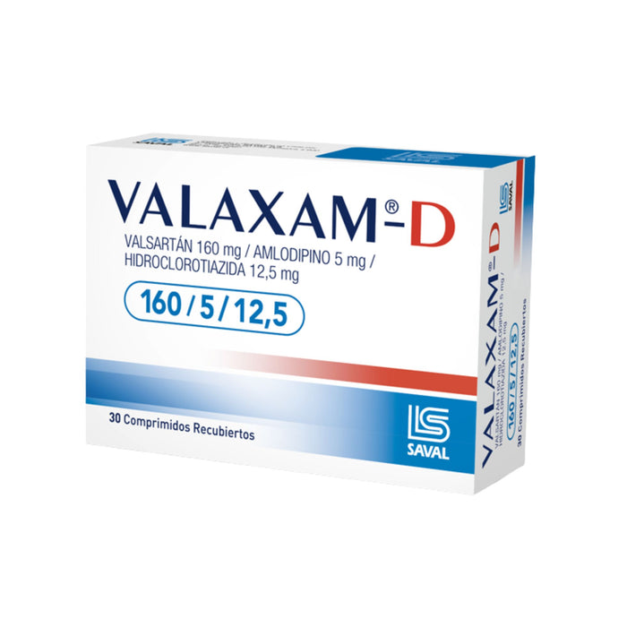 Valaxam D 160Mg Valsartán 5Mg Amlodipino 12.5Mg Hidroclorotiazida X Comprimido