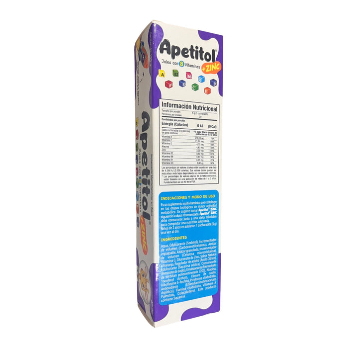 Suplemento Multivitamínico En Jalea Apetitol Zinc Sabor Naranja X 100G