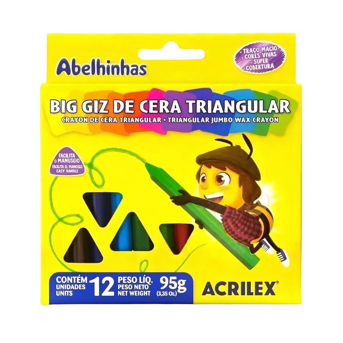 Crayón Acrilex Triangular De Colores X 12 Unidades