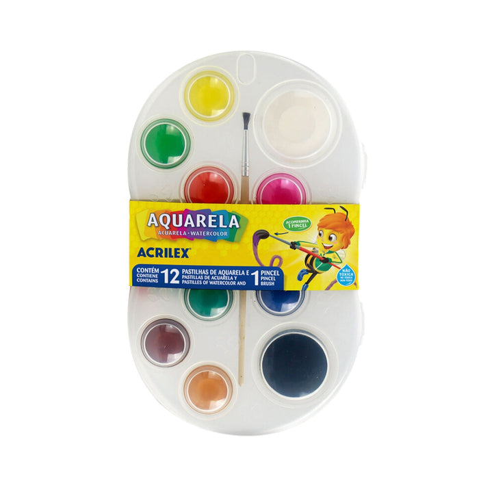 Acuarela Acrilex 12 Colores + Pincel
