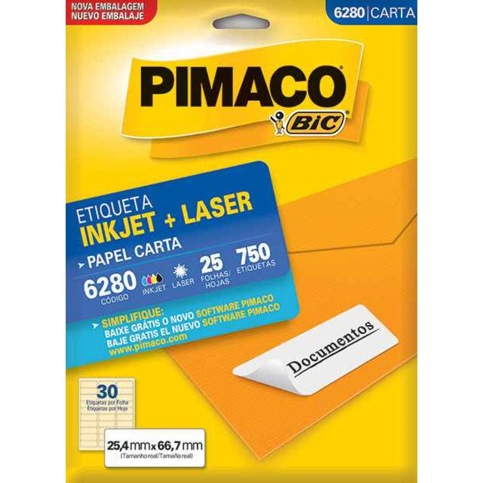 Etiquetas Adhesivas Pimaco Inkjet + Laser Carta 6280