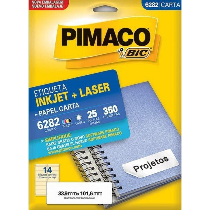 Etiquetas Adhesivas Pimaco Inkjet + Laser Carta 6282