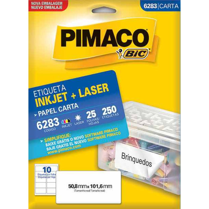 Etiquetas Adhesivas Pimaco Inkjet + Laser Carta 6283