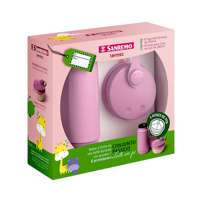 Sanremo Botella Térmica + Hermet Leche En Polvo 250Ml Rosa