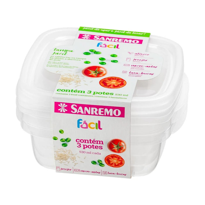 Set Juego Hermético Sanremo Plástico 530Ml X 3 Unidades