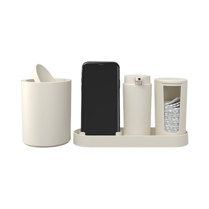 Juego De Baño Coza Plástico Gris Claro Serene X 4 Piezas