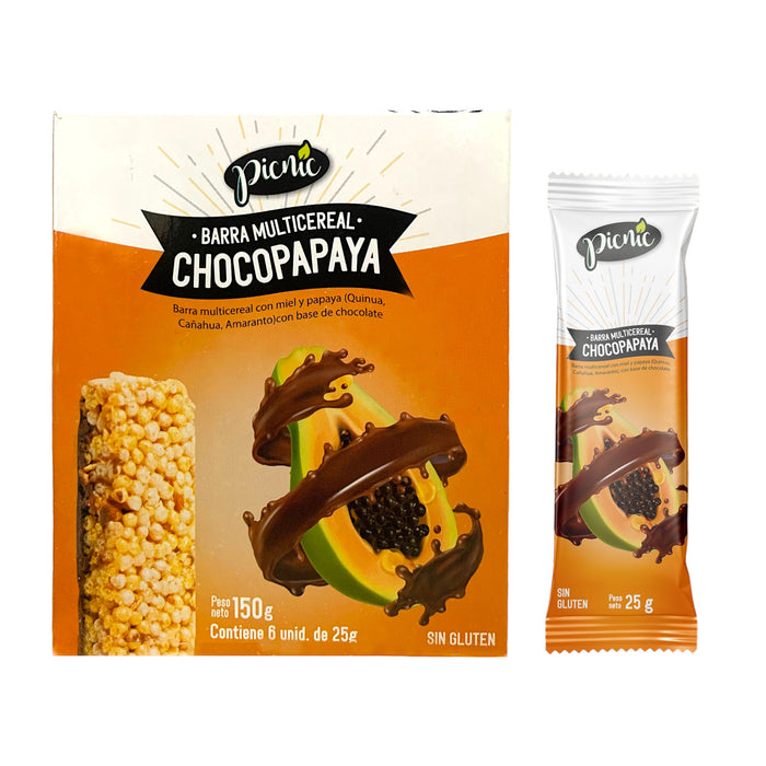 Barra De Cereal Picnic Choco Papaya Pack X 6 Unidades