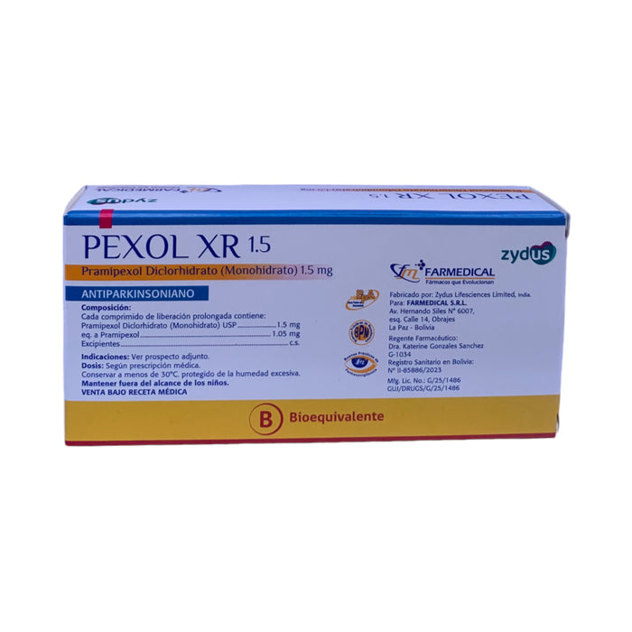Pexol Xr Pramipexol 1.5 Mg X Comprimido Liberación Prolongada