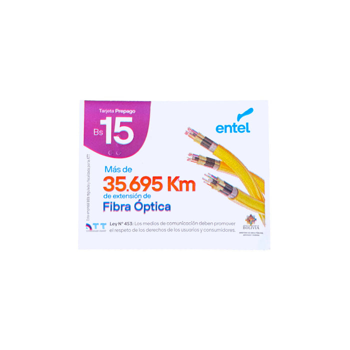 Tarjeta Entel Hola 15 Bs Telefono X Unidad